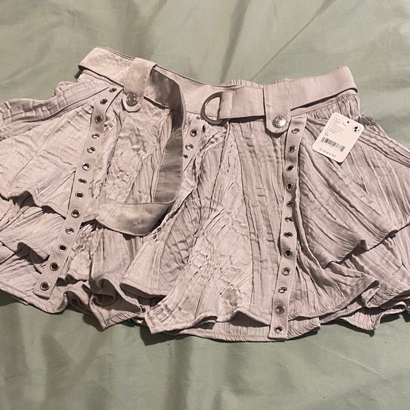 Free People Light Gray Textured Mini Skirt